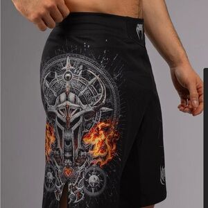 Men's Black Graphic Athletic Shorts